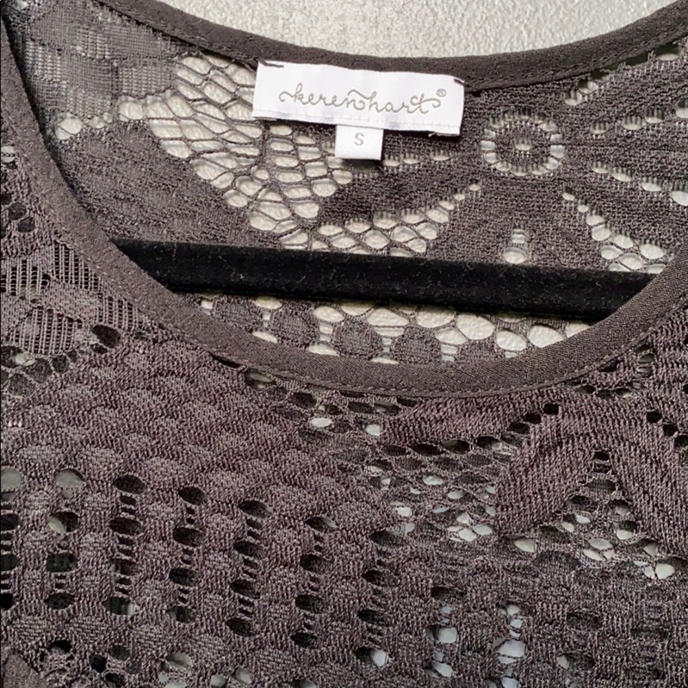 SALE $7 Karen Hart Lace Neckline Black Dress S - Picture 6 of 14